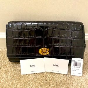 Brand new!!!never worn!!!  embossed croc leather clutch!